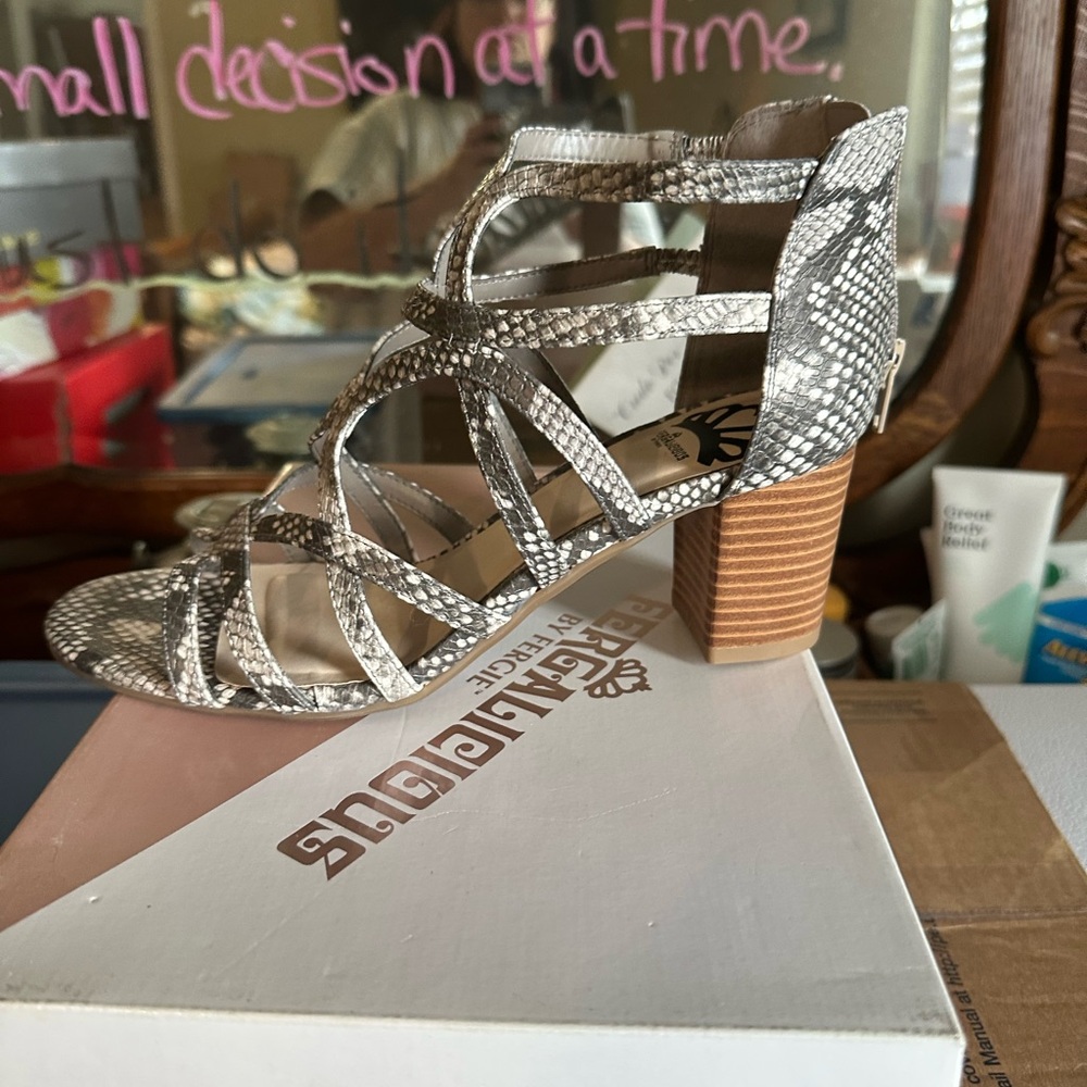 Fergolicious Snakeskin Strappy Block Heels - Picture 2 of 6